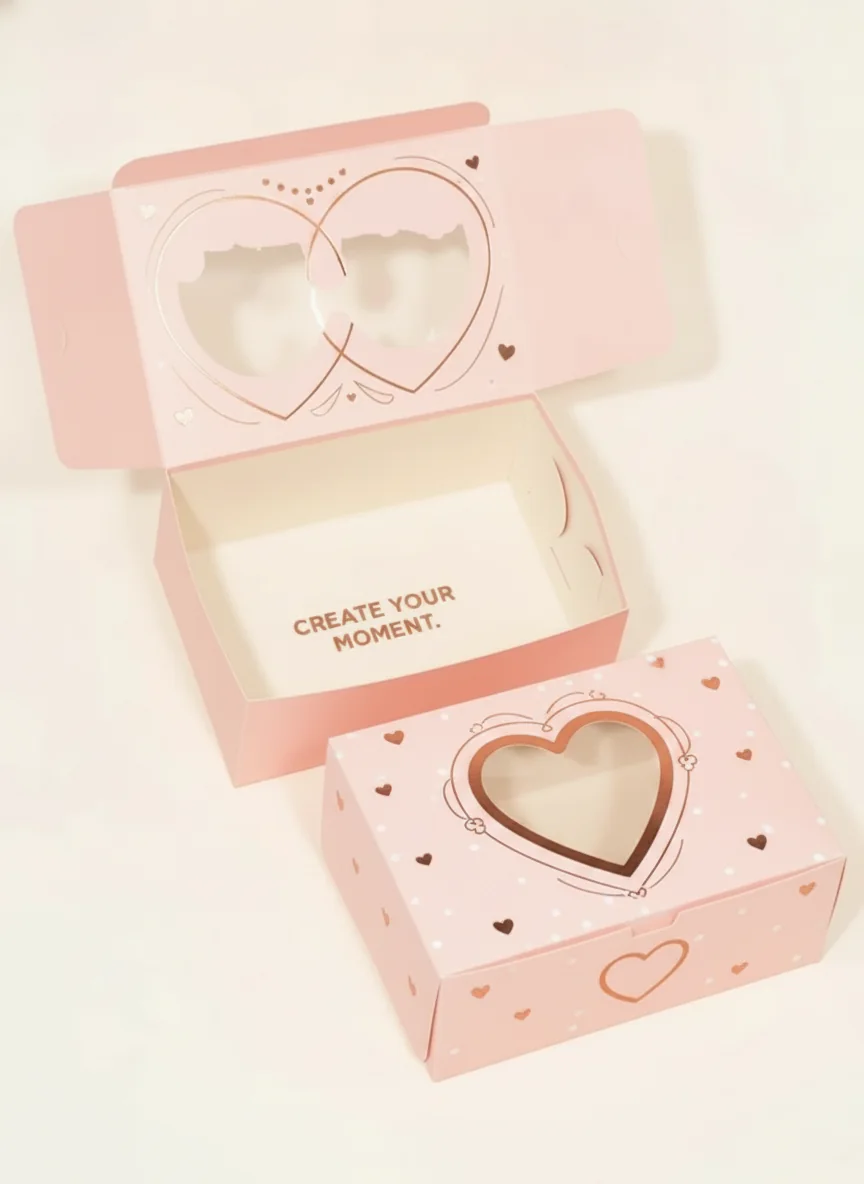 Caja ventana Corazón Rosa Pastel