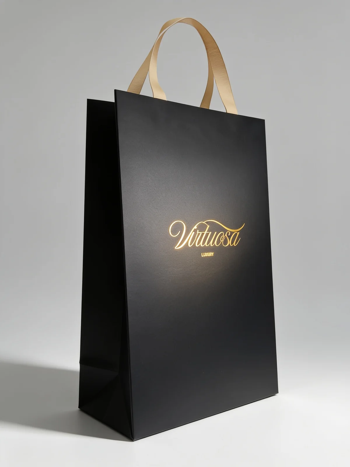 Bolsa premium negra con terminación dorada producida por MGT